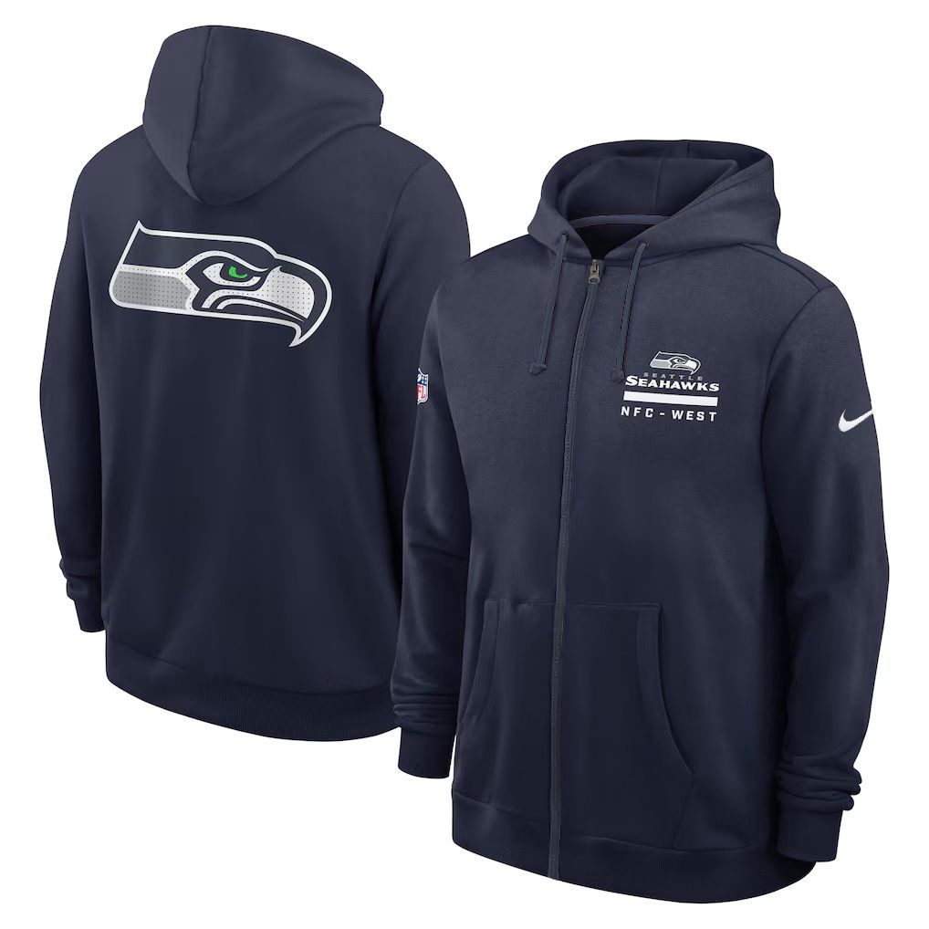 Men 2026 NFL Seattle Seahawks zip-up hoodie Blue 01